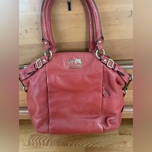 Authentic red leather Coach satchel/shoulder